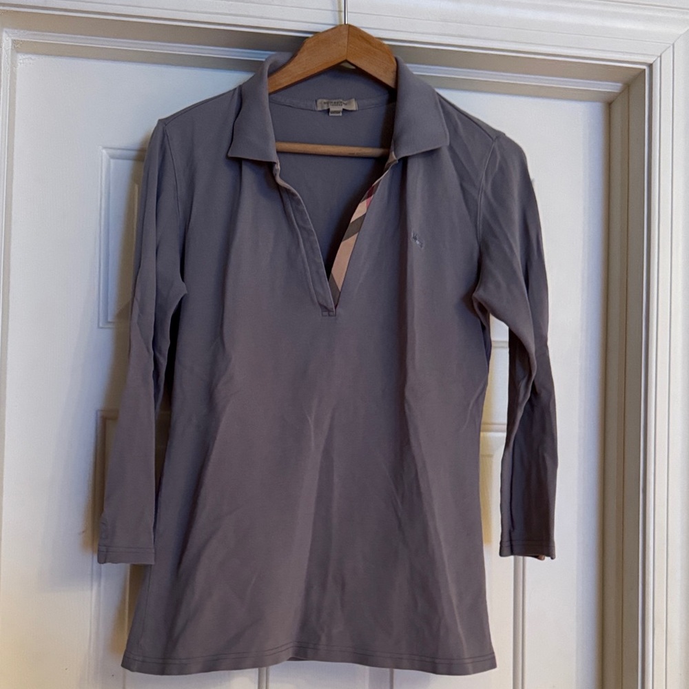 Burberry 3/4 length sleeve polo shirt Medium